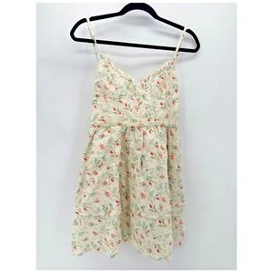 NEW Winston White Francesca Mini Dress Floral Size S Ivory Cottage Boho Babydoll